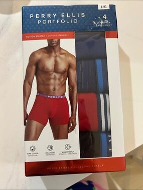 Perry Ellis Red and Navy Boxer Brief 4-Pack